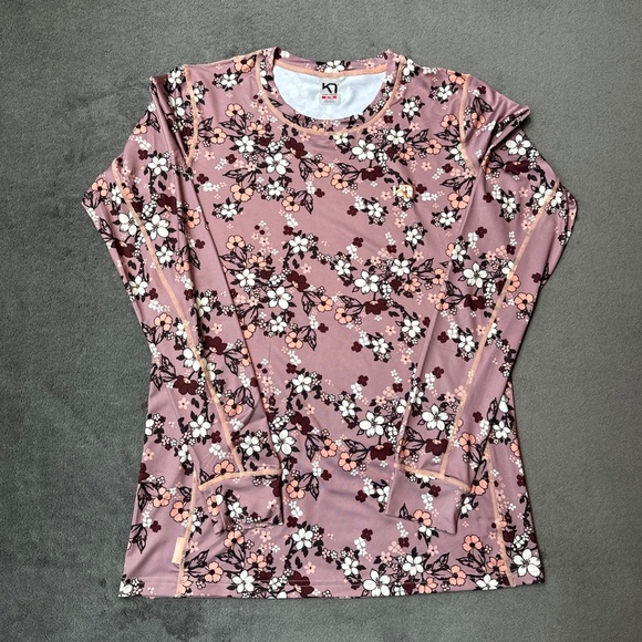 Kari Traa Base Layer Set Women's XL Extra Large Pants Top Floral Pink 622366a - Picture 15 of 15